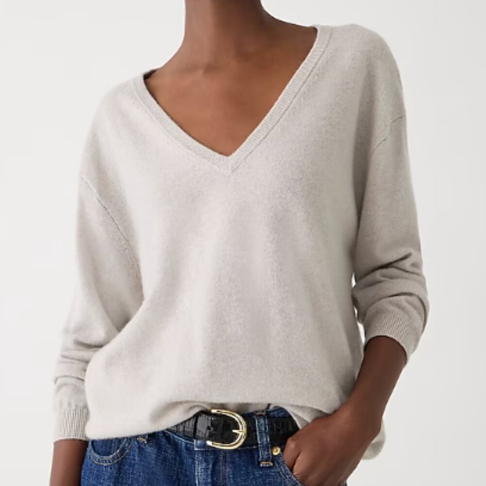 J.Crew Grey V-Neck Cashmere Sweater